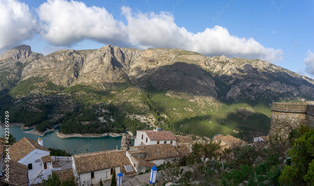 panorama view of Guadalest village and mountain landscape
