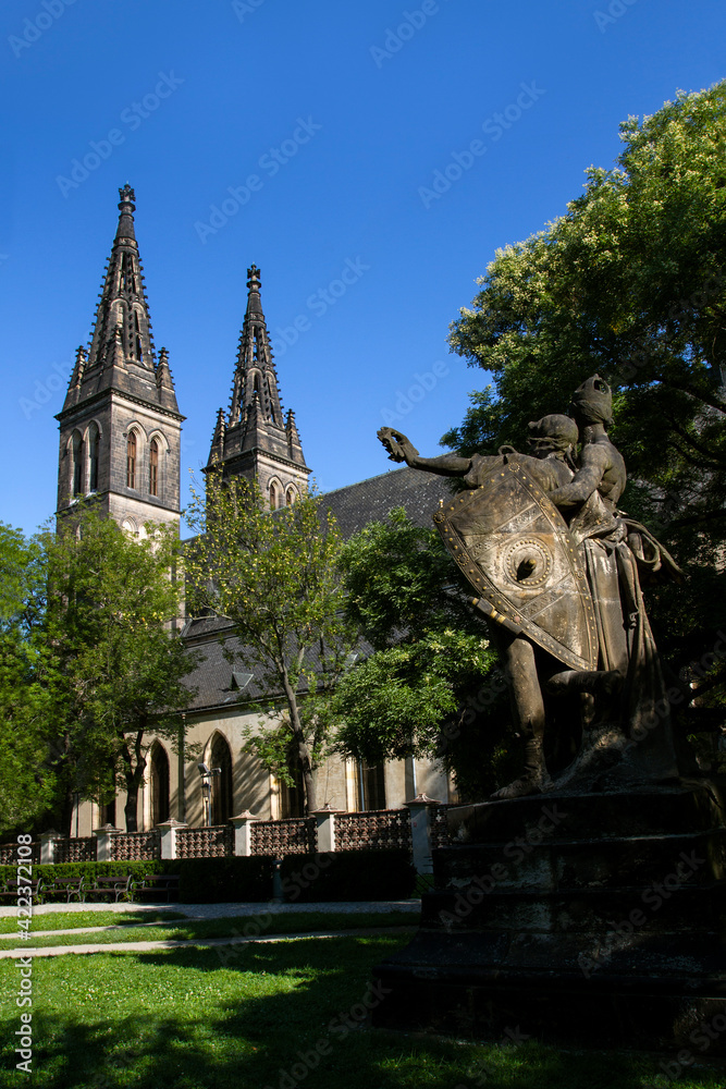 Prague - Vysehrad. Church of St. Peter and Paul . Gothic style .Prague, Czech Republic.European travel. 