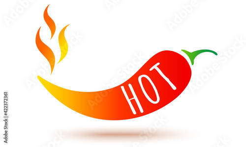 Vector icon of red chilli pepper in fire.