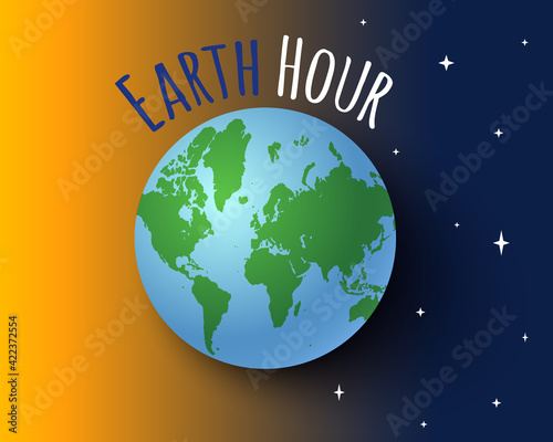 Vector illustration of Earth planet for Earth hour.