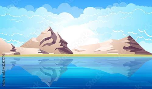 Sea landscape background vector design illustration  © Emil