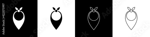 Set Cowboy bandana icon isolated on black and white background. Vector