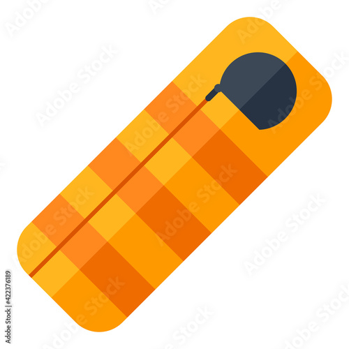 Illustration of sleeping bag. Image or icon for tourism and travel.