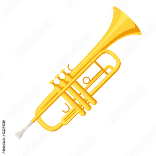 Illustration of trumpet. Musical instrument for concert poster.