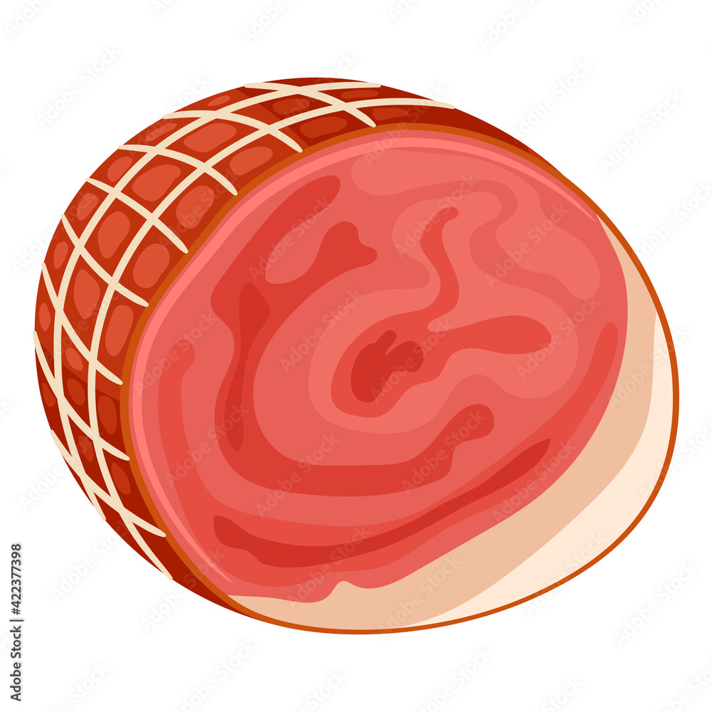 Illustration of ham. Icon or image for butcher shops and industries.