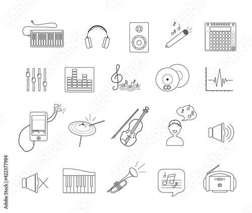 Music icons vector graphics on transparent background