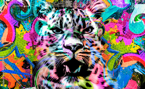 tiger head with pattern col...