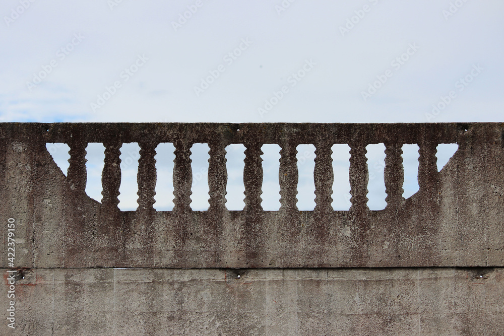 Stone White Baluster With Blue Sky Background.