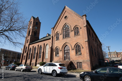Newburgh, NY - USA - Mar. 21, 2021: Wide angle view of the historic Ebenezer Baptist Church. photo