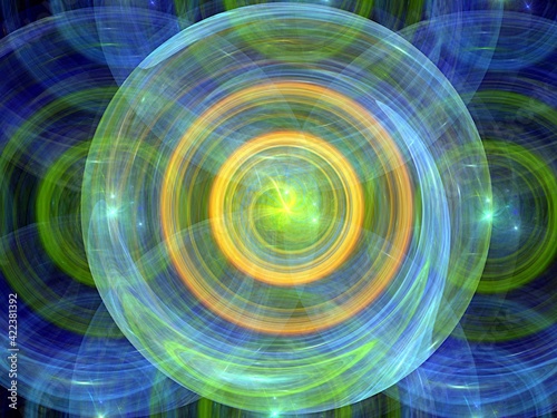 yellow and blue spiral, fractal