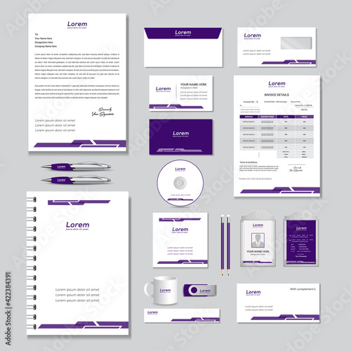 corporate identity template with digital elements. Vector company style for brand book and guideline.