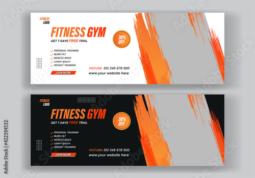 Fitness or gym Sports Fitness Club Facebook and Web banner template