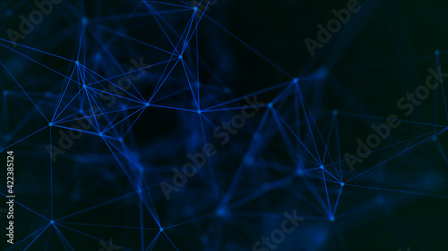 Abstract background with connecting dots and lines. Big data visualization. 3D rendering.