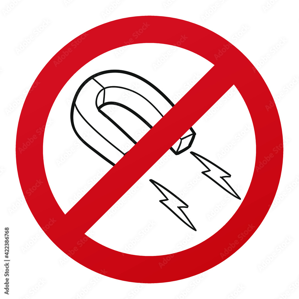 No Magnetism Symbol Isolated on White Background. Vector Illustration Prohibition Stop Sign. No Magnetism Symbol Isolated on White Background. Vector Illustration Prohibition Stop Sign.