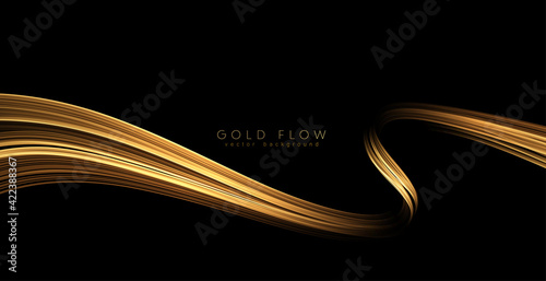 Abstract shiny color gold wave luxury background