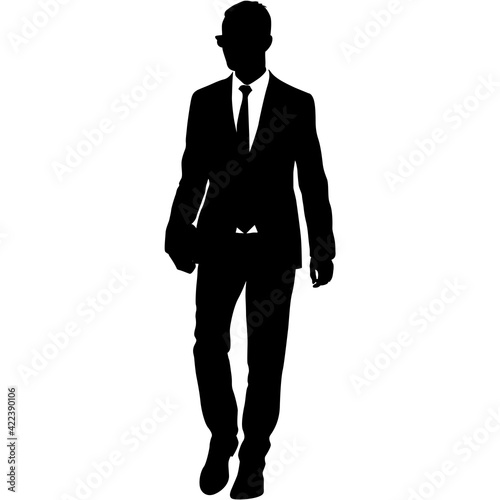 Silhouette businessman man in suit with tie on a white background