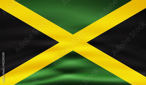 Grunge Jamaica flag. Jamaica flag with waving grunge texture.