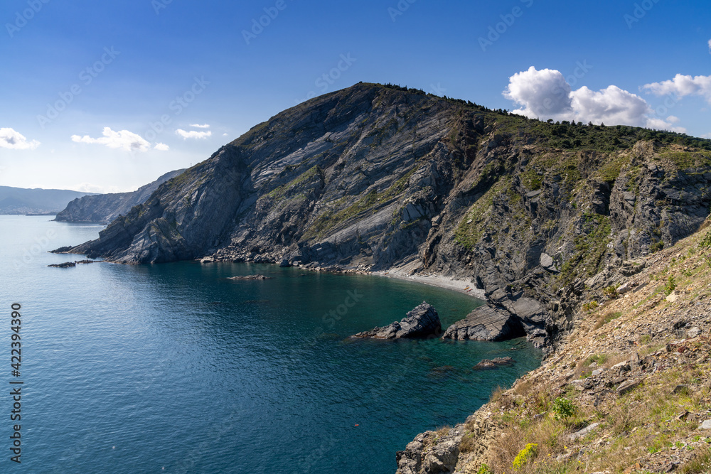 coastal landscape of the beautiful mountainous shoreline of the Cape Cerbere region in France