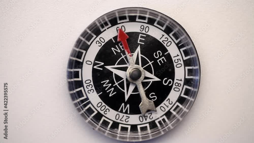 Compass rotating on a white background. Compass rotating on a white background.