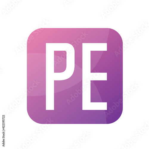 PE Letter Logo Design With Simple style