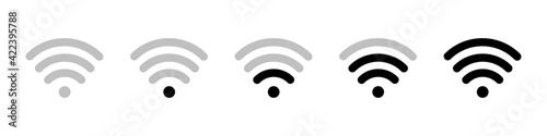Set of wireless icons in modern. High quality black outline wifi symbols for web site design and mobile apps. Vector illustration.