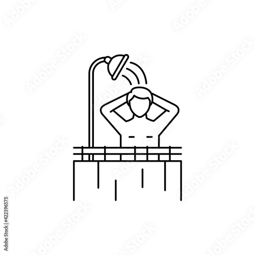 Take shower color line icon. Pictogram for web page, mobile app