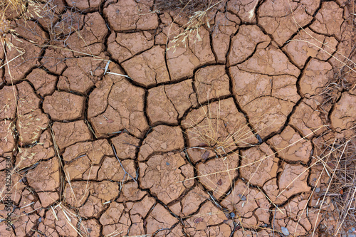Arid, cracked and dry terrain in southern in Spain
