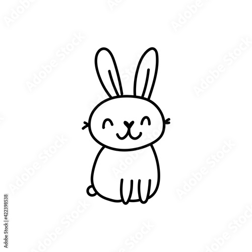 Hand drawn cute doodle easter bunny character