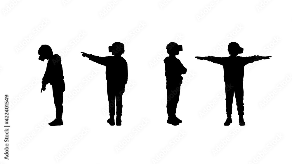 Child in virtual reality silhouette set 2