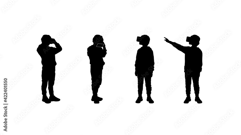 Child in virtual reality silhouette set 3
