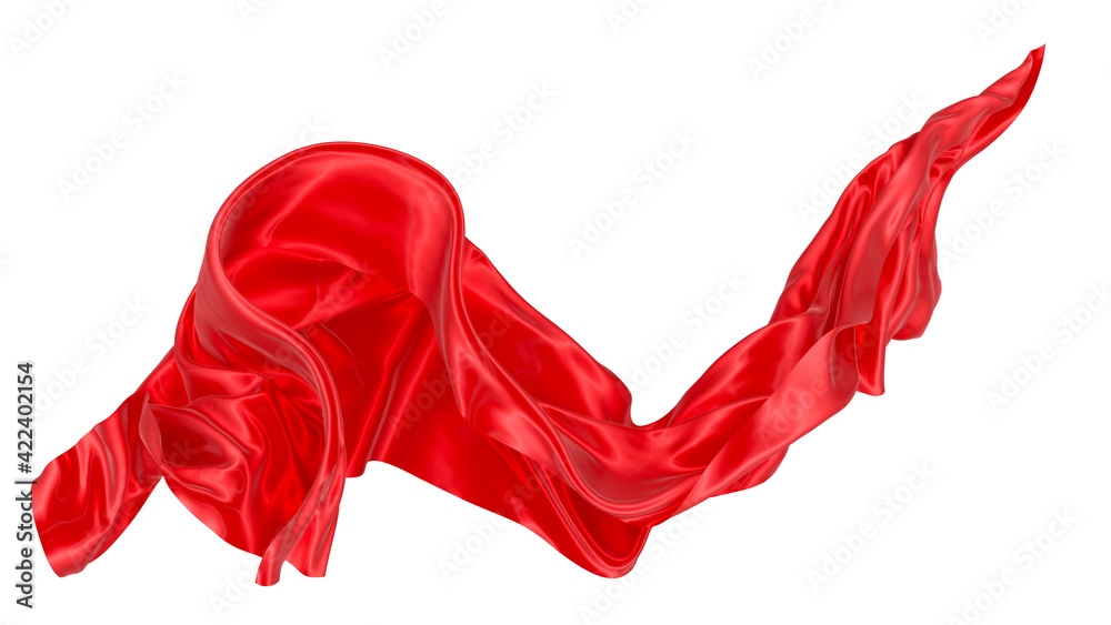 Beautiful flowing fabric of red wavy silk or satin. 3d rendering image. Beautiful flowing fabric of red wavy silk or satin. 3d rendering image.