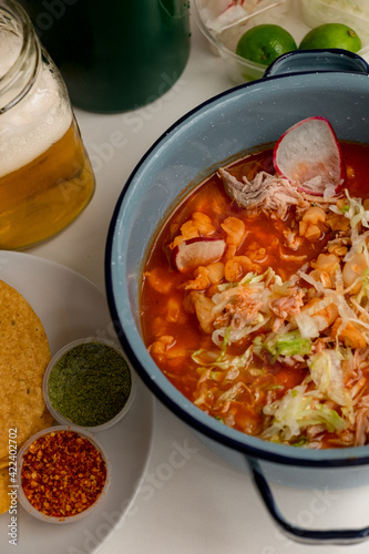Mexican Pozole with tostadas 