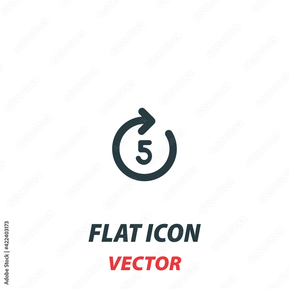 Forward 5 icon in a flat style. Vector illustration pictogram on white background. Isolated symbol suitable for mobile concept, web apps, infographics, interface and apps design Forward 5 icon in a flat style. Vector illustration pictogram on white background. Isolated symbol suitable for mobile concept, web apps, infographics, interface and apps design