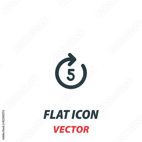 Forward 5 icon in a flat style. Vector illustration pictogram on white background. Isolated symbol suitable for mobile concept, web apps, infographics, interface and apps design