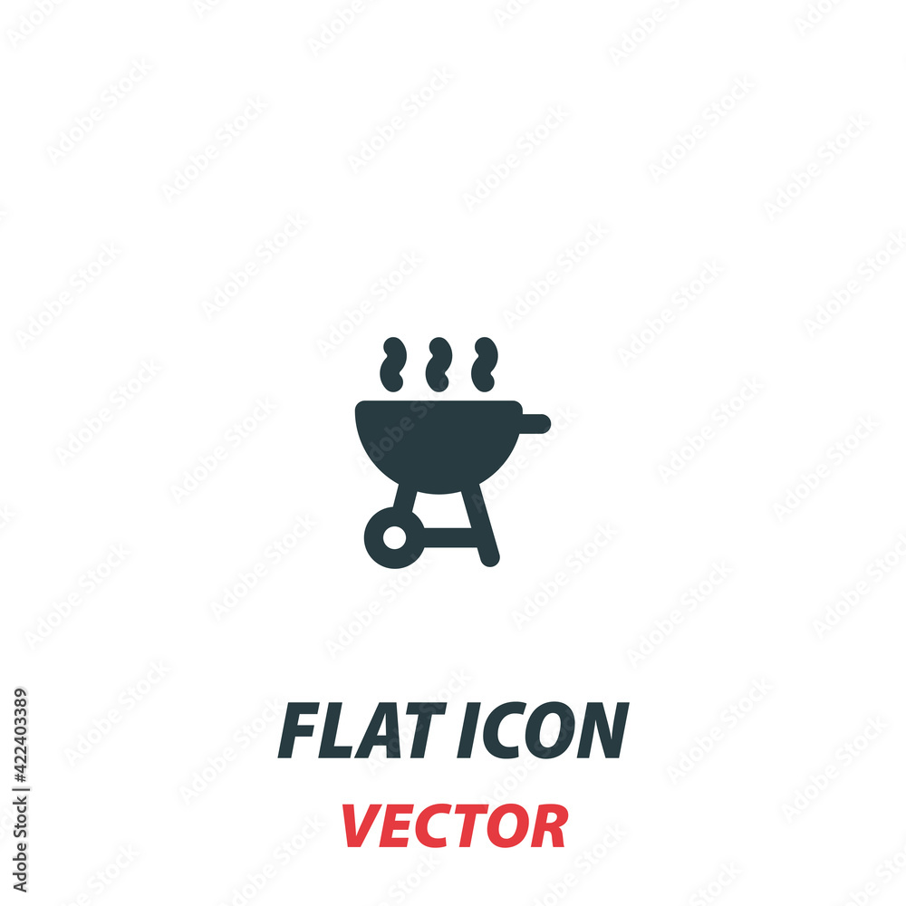 BBQ icon in a flat style. Vector illustration pictogram on white background. Isolated symbol suitable for mobile concept, web apps, infographics, interface and apps design BBQ icon in a flat style. Vector illustration pictogram on white background. Isolated symbol suitable for mobile concept, web apps, infographics, interface and apps design