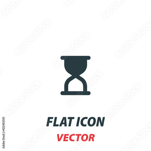 Hourglass time icon in a flat style. Vector illustration pictogram on white background. Isolated symbol suitable for mobile concept, web apps, infographics, interface and apps design