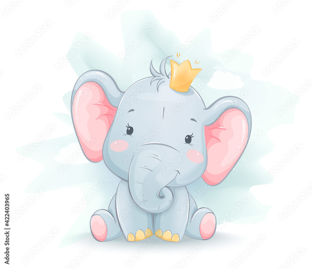 Cute little elephant in crown
