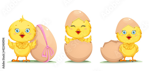Cute little chick, set of three poses
