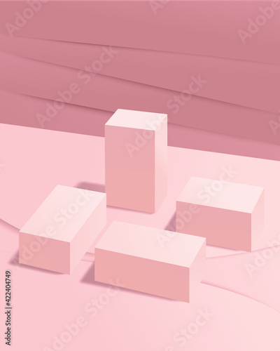 Abstract minimal scene with geometric forms for  product presentation, mock up, show cosmetic product display, Podium, stage pedestal or platform. 3d illustration.