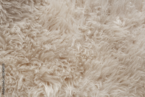 sheepskin, texture of natural sheepskin fur, white long pile, soft and warm material