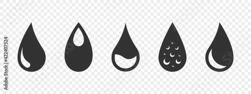 Water drop icons. Water drops icon set. Water or oil drop concept. Vector illustration