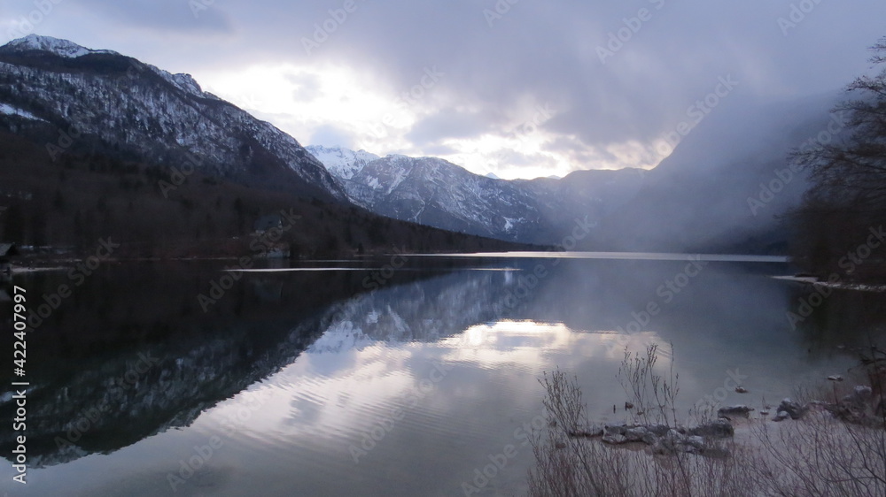 Bohinj lake in greyblue Bohinj lake in greyblue