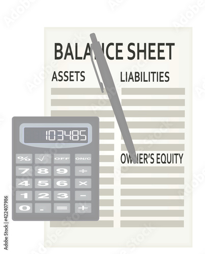 Balance sheet calculating. vector illustration