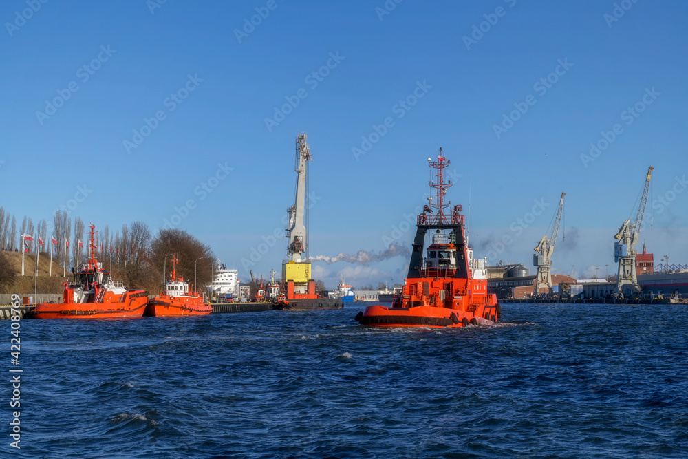 Tug at work at the Port of Gdańsk, Poland
