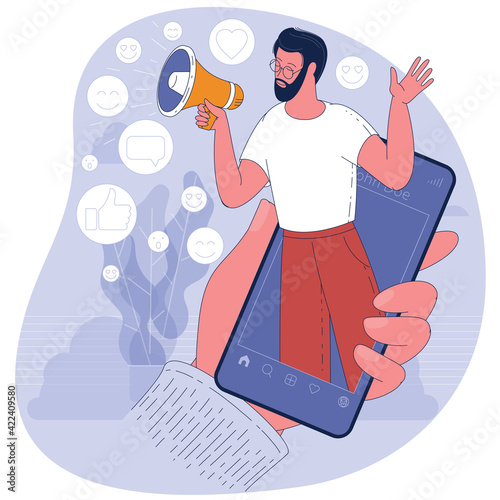 Social media influencer at work.