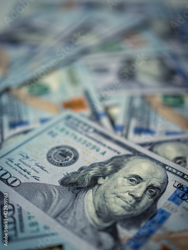 Cash money background. Dollar banknotes. USD finance theme. US dollars