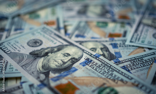 Cash money background. Dollar banknotes. USD finance theme. US dollars