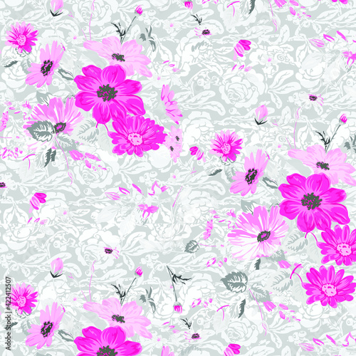 Floral background for textiles. © ESN design