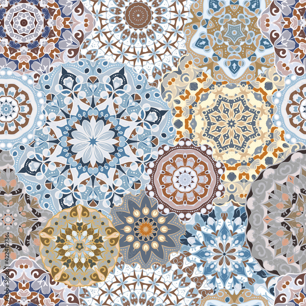Seamless pattern with floral mandala.