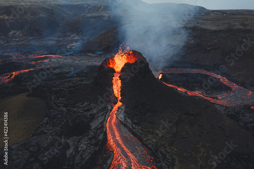Iceland volcano eruption of Mount Fagradalsfjall, Iceland.. photo